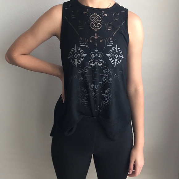 Black/Sheer Design Tank Top. - Picture 2 of 4